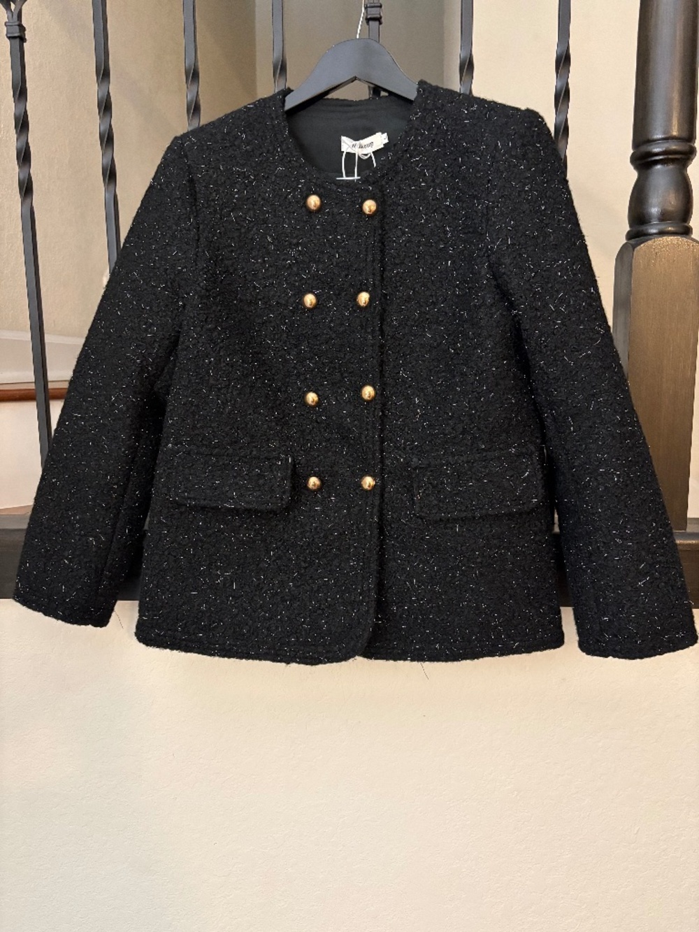 Tweed Blazer with Gold Buttons